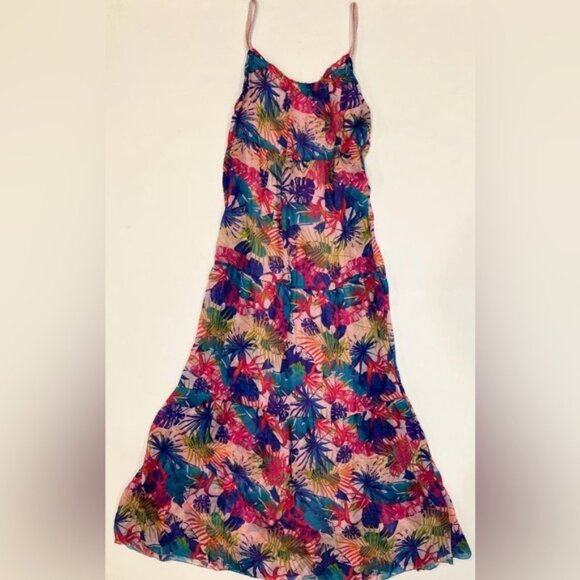 NWT ELENA BALDI ITALY Made 🇮🇹 SILK BLEND Tiered Blush  Maxi Dress M030L Sz L - Picture 3 of 12